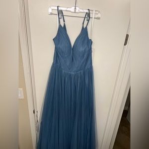 Revelry dusty blue tulle maxi dress